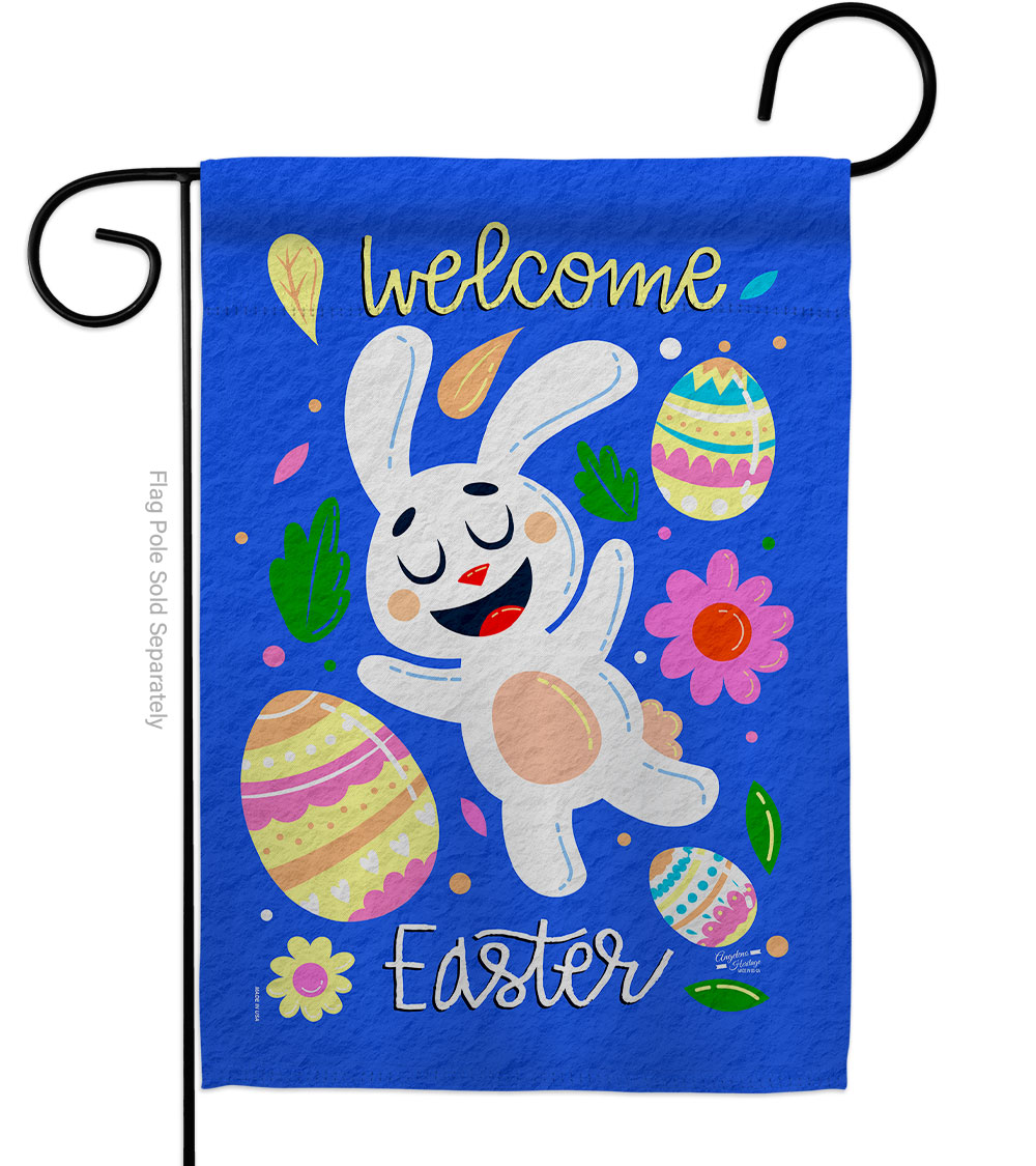 Fuuny Easter Bunny Springtime Double-Sided Decorative Garden Flag, Multi Color