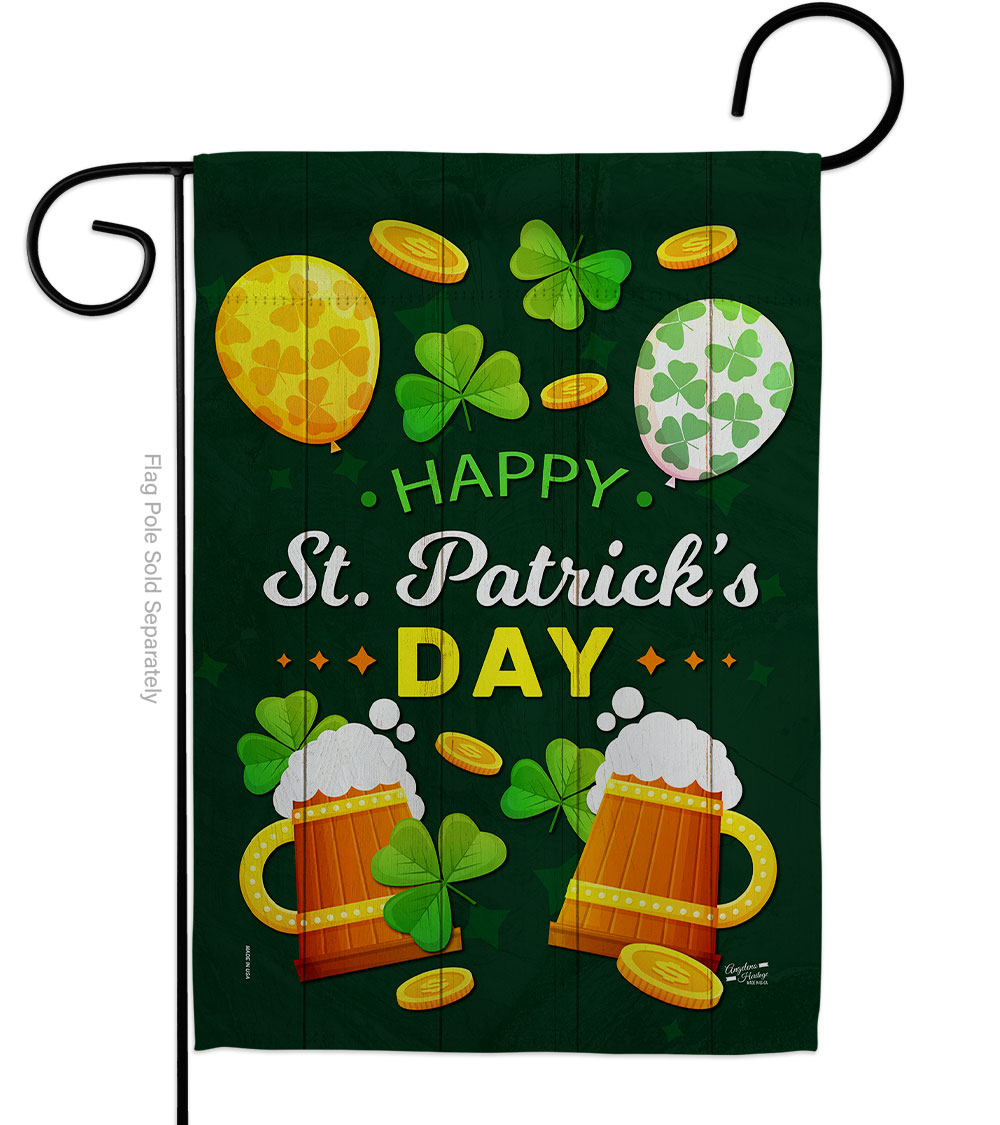 Cheers on St Patrick Springtime Double-Sided Decorative Garden Flag, Multi Color