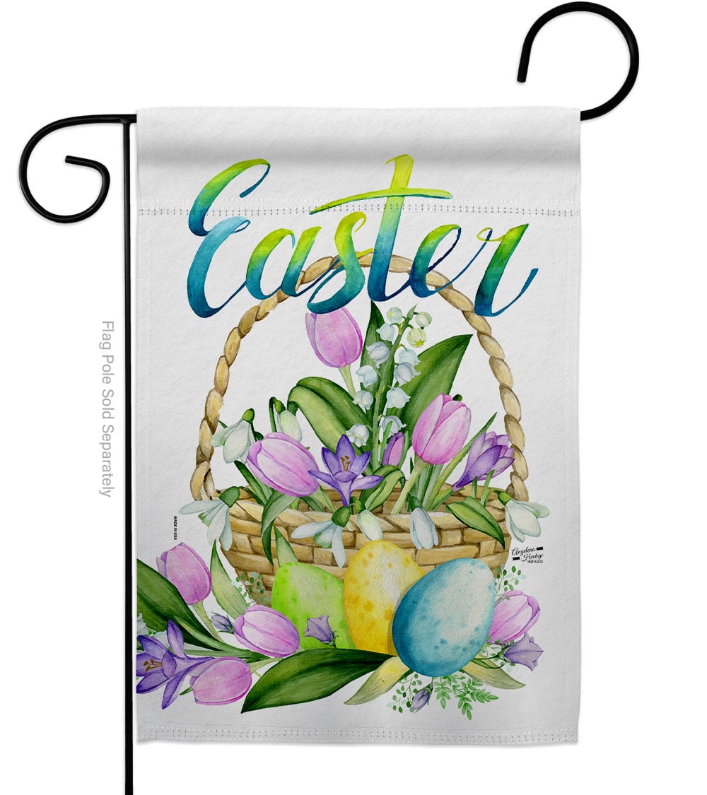 Spring Easter Baskets Springtime Double-Sided Decorative Garden Flag, Multi Color