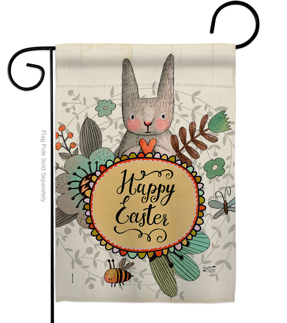 Very Happy Easter Springtime Double-Sided Decorative Garden Flag, Multi Color