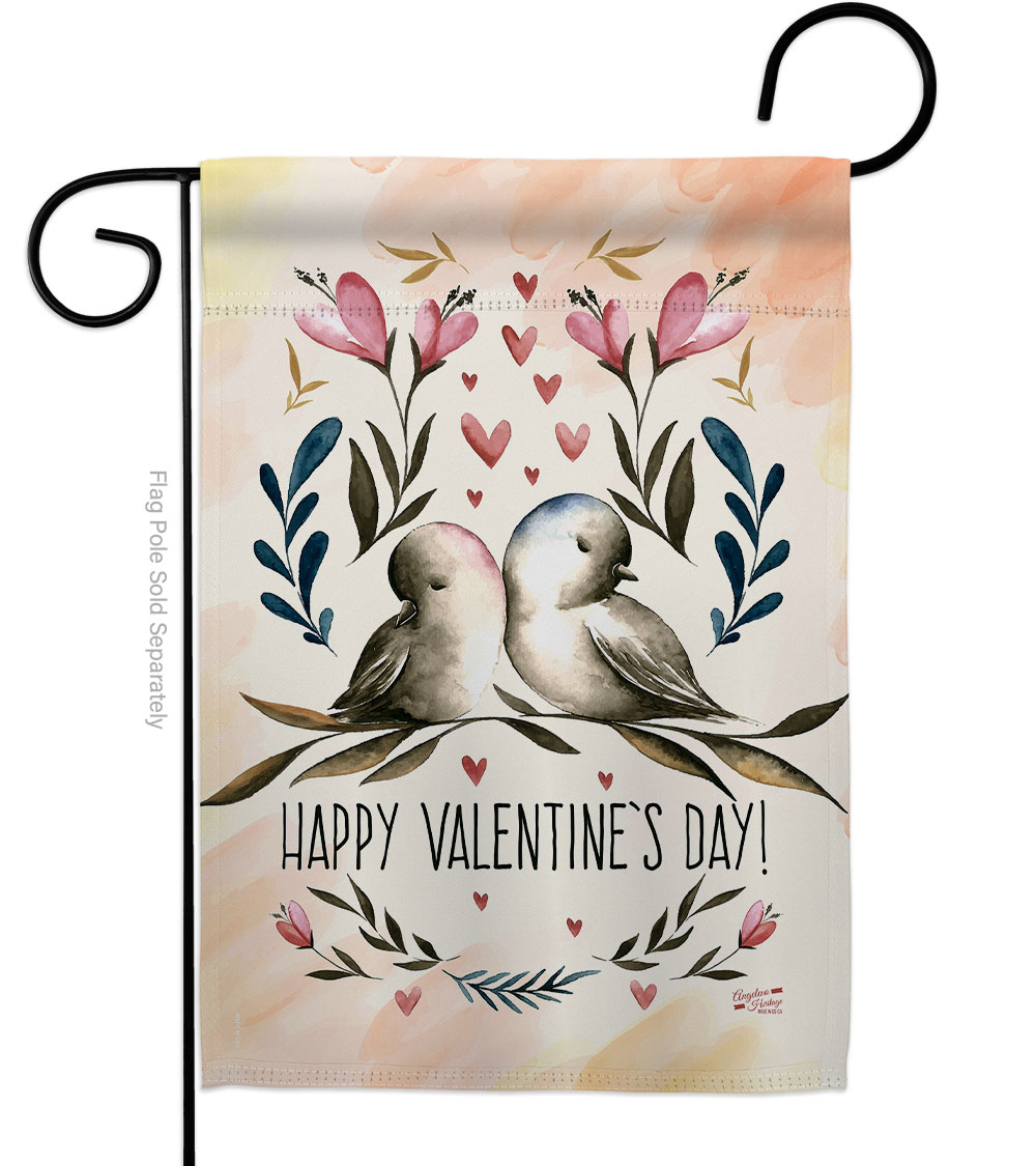 G135015-BO Love Birds Valentines Springtime Double-Sided Decorative Garden Flag, Multi Color