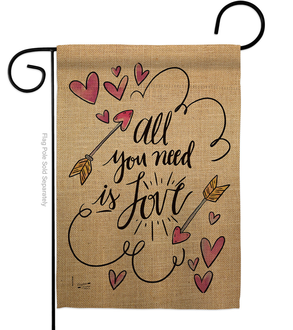 G135051-BO All You Need is Love Springtime Valentine Double-Sided Decorative Garden Flag, Multi Color
