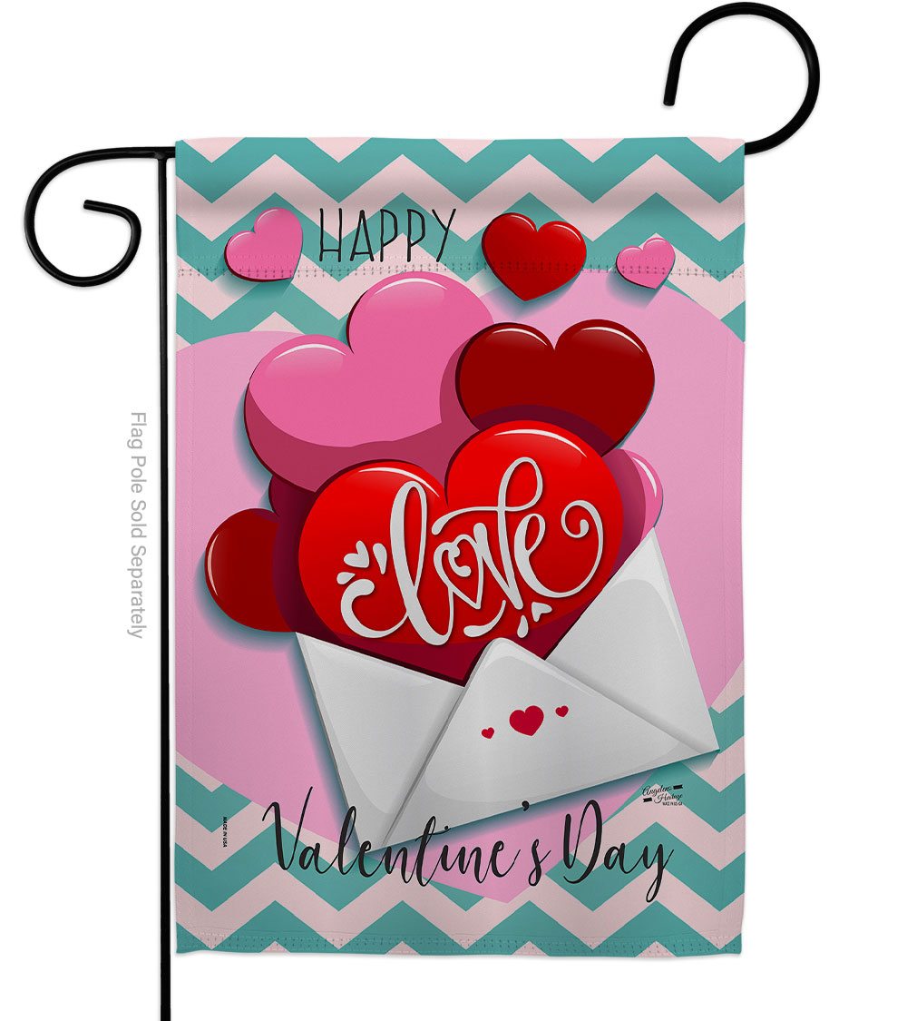 G135143-BO Send My Love Valentines Springtime Double-Sided Decorative Garden Flag, Multi Color