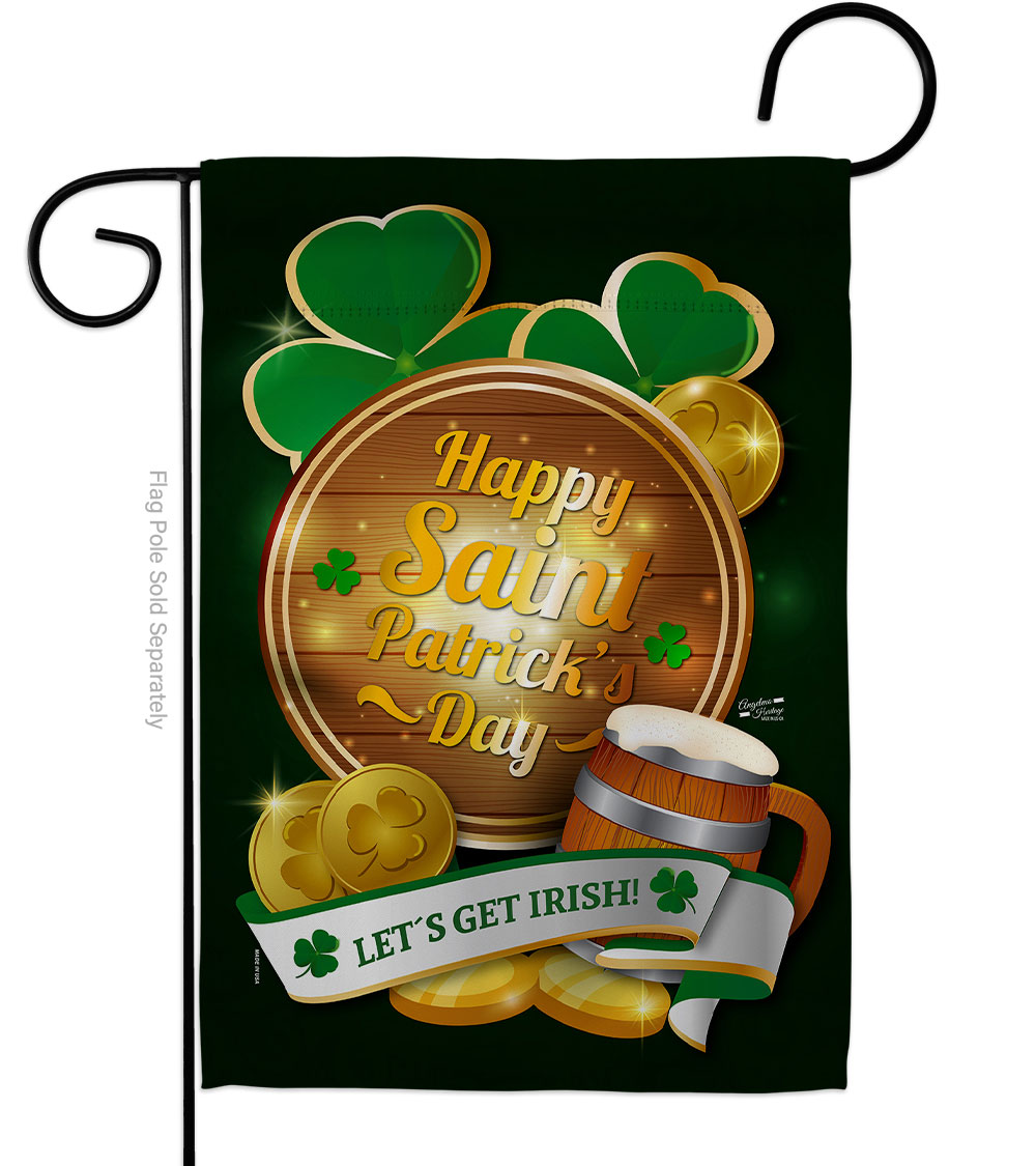 G135150-BO Lets Get Irish Springtime St Patrick Double-Sided Decorative Garden Flag, Multi Color