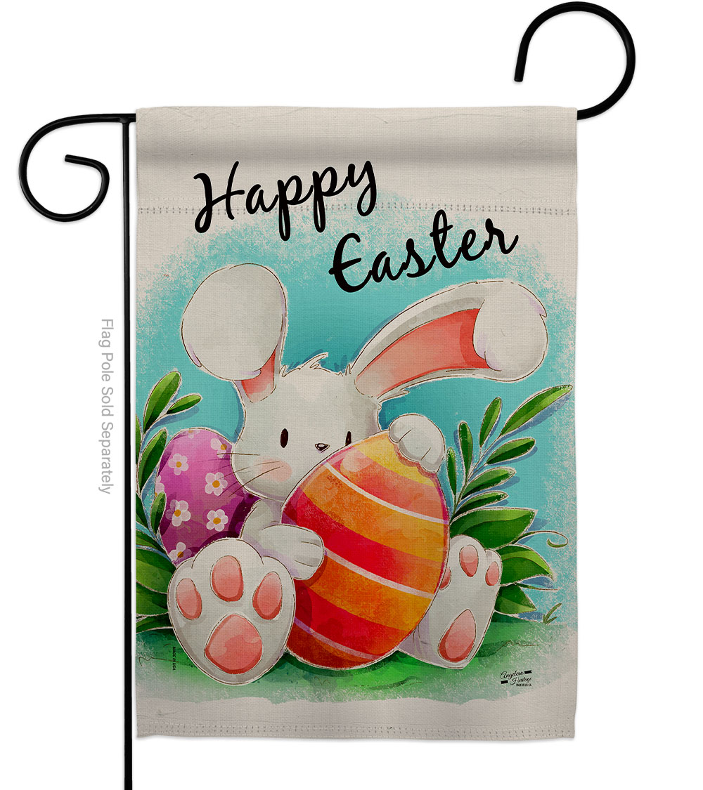 G135359-BO Easter Bunny Springtime Double-Sided Decorative Garden Flag, Multi Color