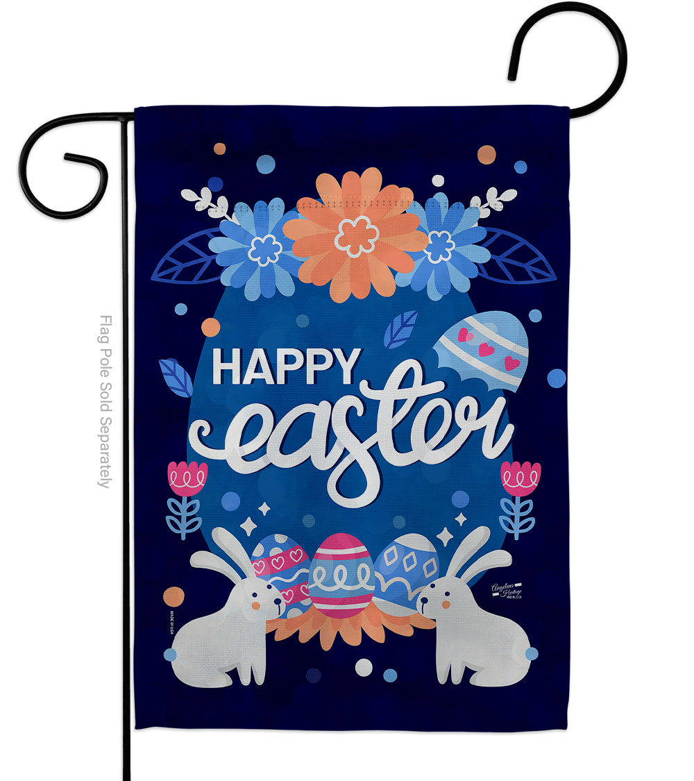 G135365-BO Happy Easter Bunny Springtime Double-Sided Decorative Garden Flag, Multi Color