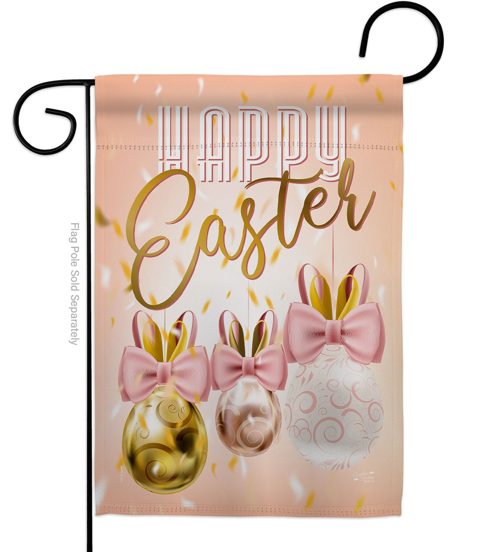 G135429-BO Ribbit Ornament Springtime Easter Double-Sided Decorative Garden Flag, Multi Color