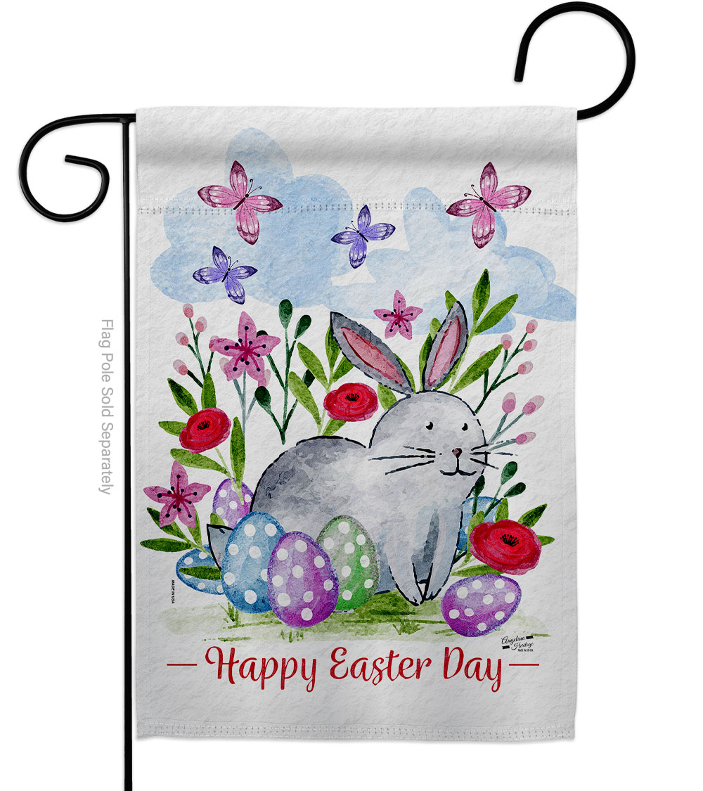 G135445-BO Spring Bunny Springtime Easter Double-Sided Decorative Garden Flag, Multi Color