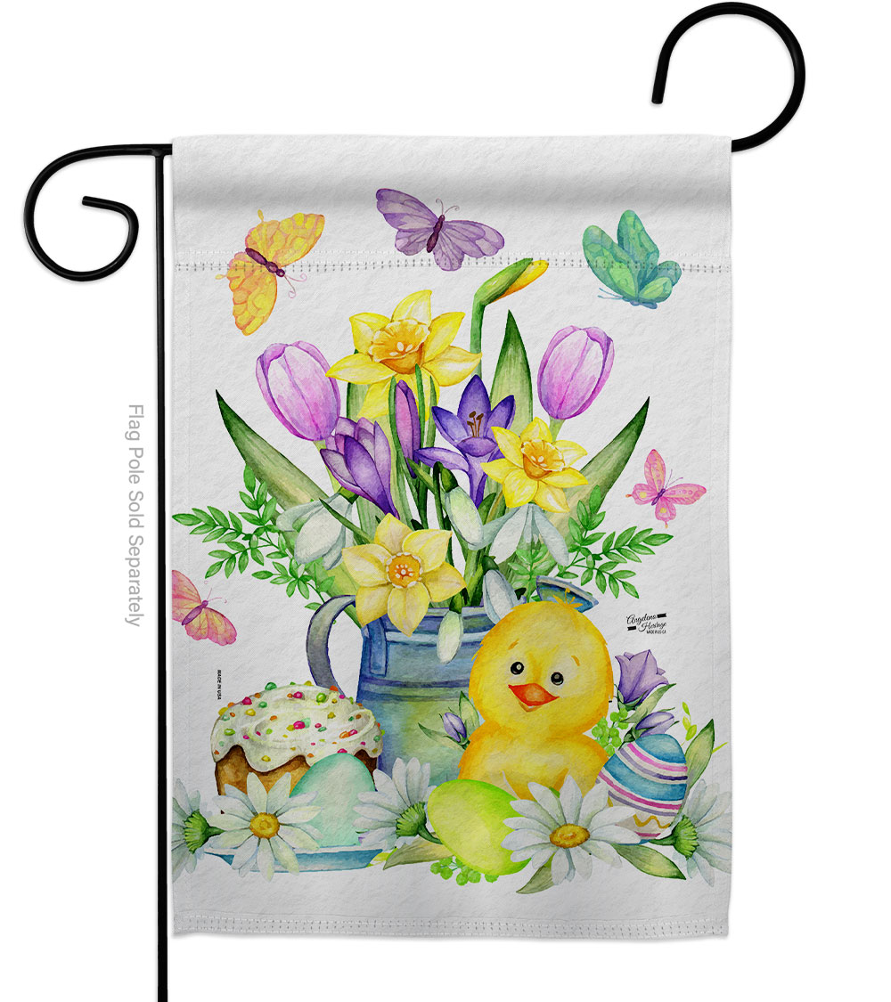 G135450-BO Easter Duckie Springtime Double-Sided Decorative Garden Flag, Multi Color