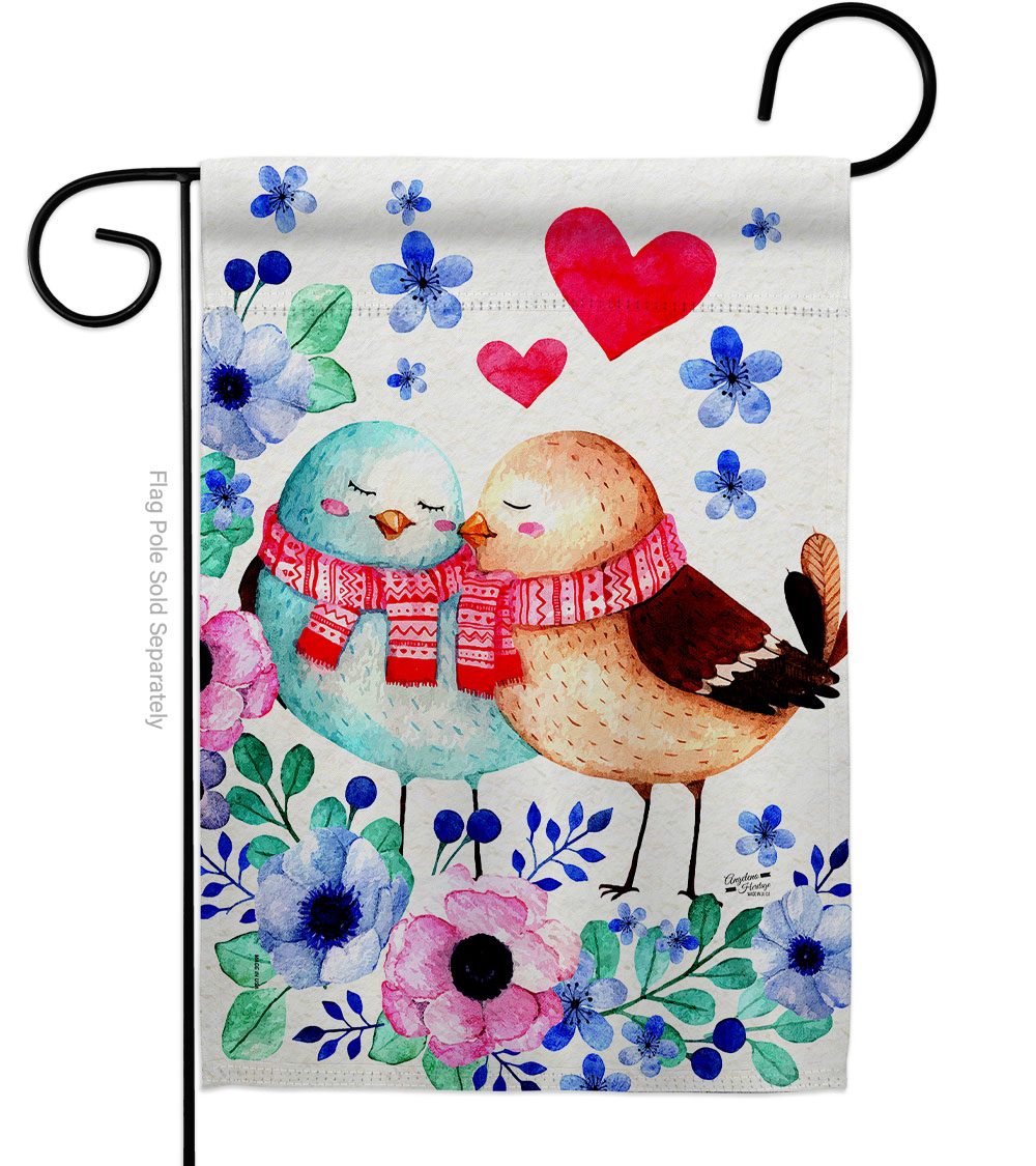 G135466-BO Winter Sweet Birdes Springtime Valentine Double-Sided Decorative Garden Flag, Multi Color