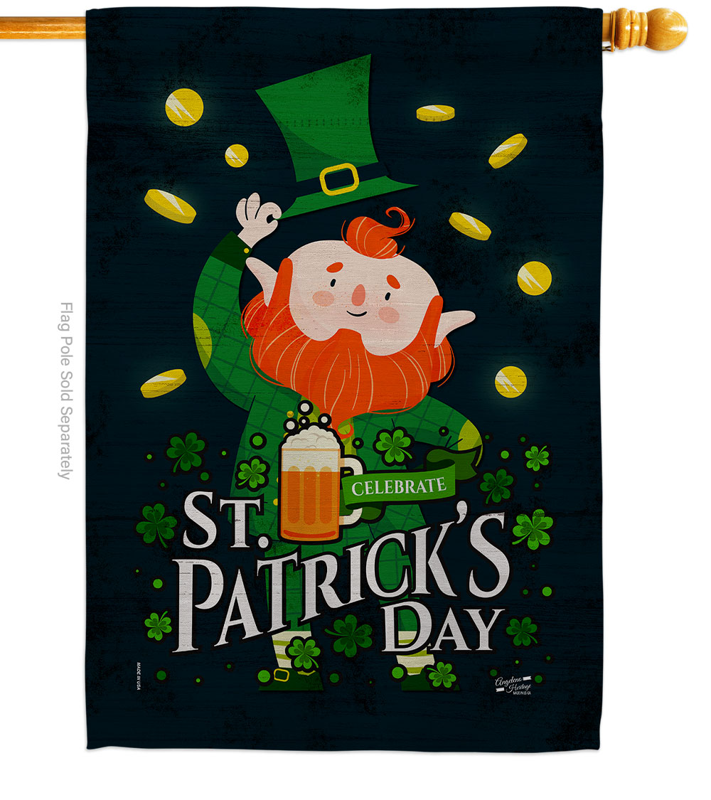 Celebrate St Patrick Springtime Double-Sided Garden Decorative House Flag, Multi Color