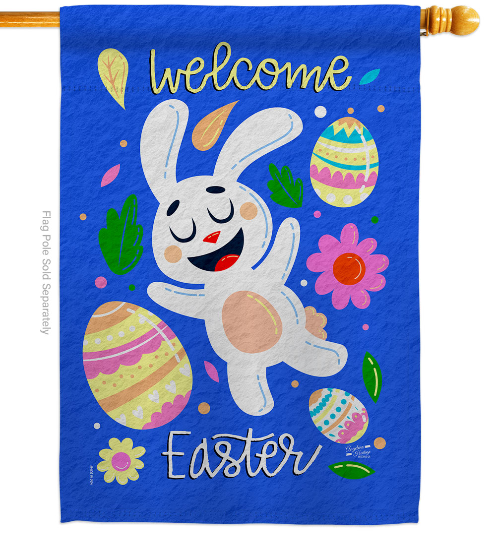 Funny Easter Bunny Springtime Double-Sided Garden Decorative House Flag, Multi Color
