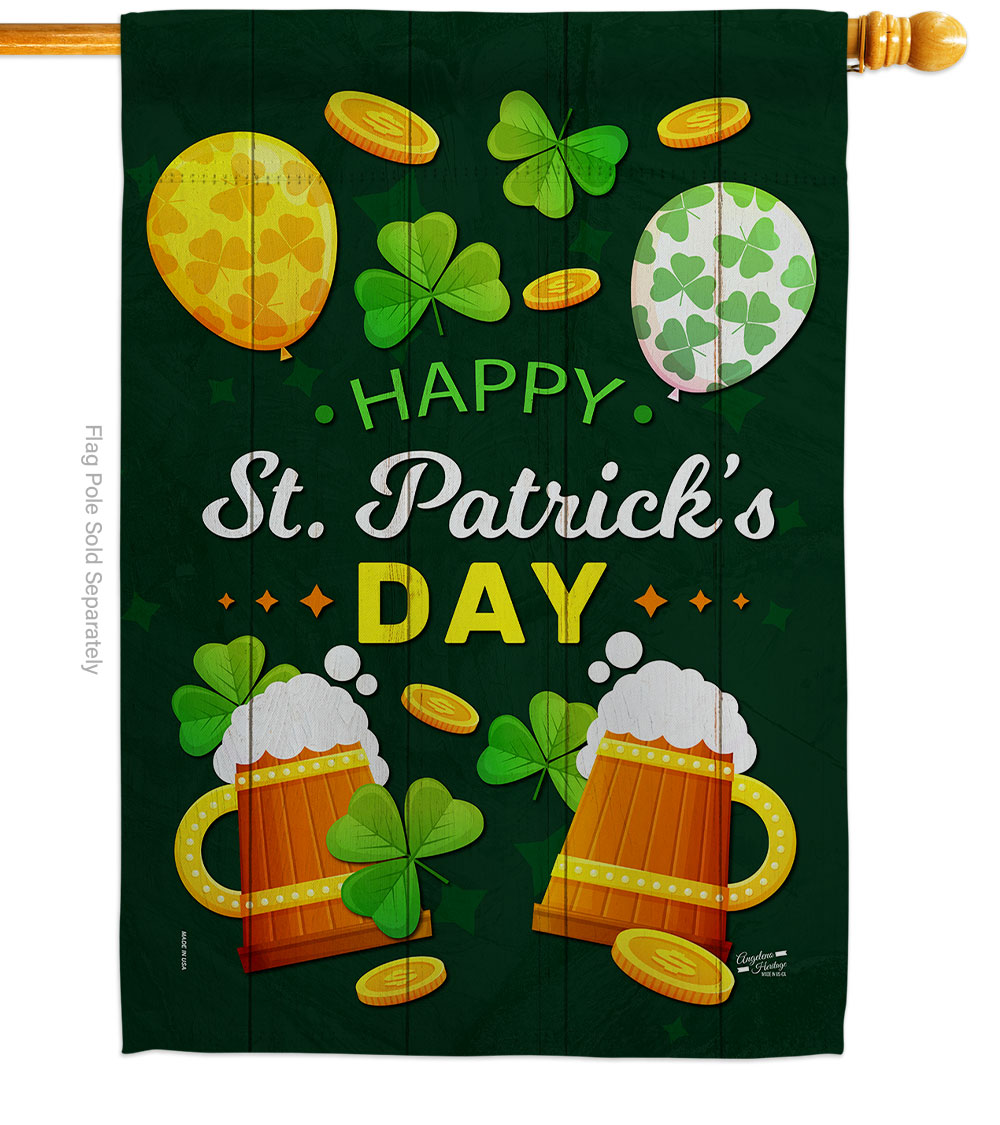 Cheers on St Patrick Springtime Double-Sided Garden Decorative House Flag, Multi Color