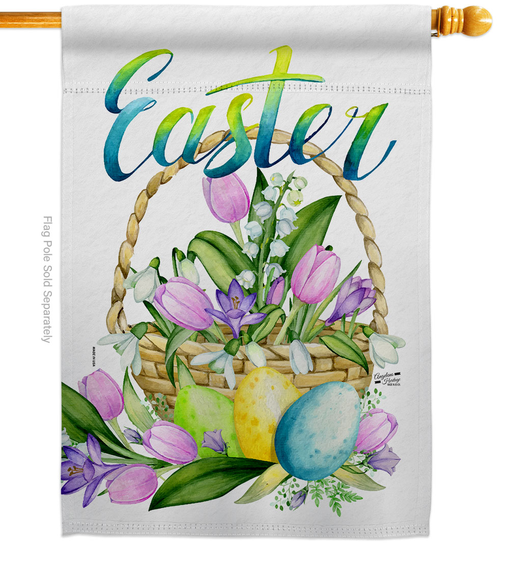 Spring Easter Baskets Springtime Double-Sided Garden Decorative House Flag, Multi Color