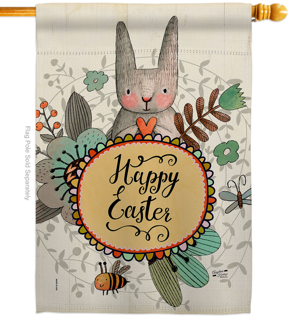 Very Happy Easter Springtime Double-Sided Garden Decorative House Flag, Multi Color