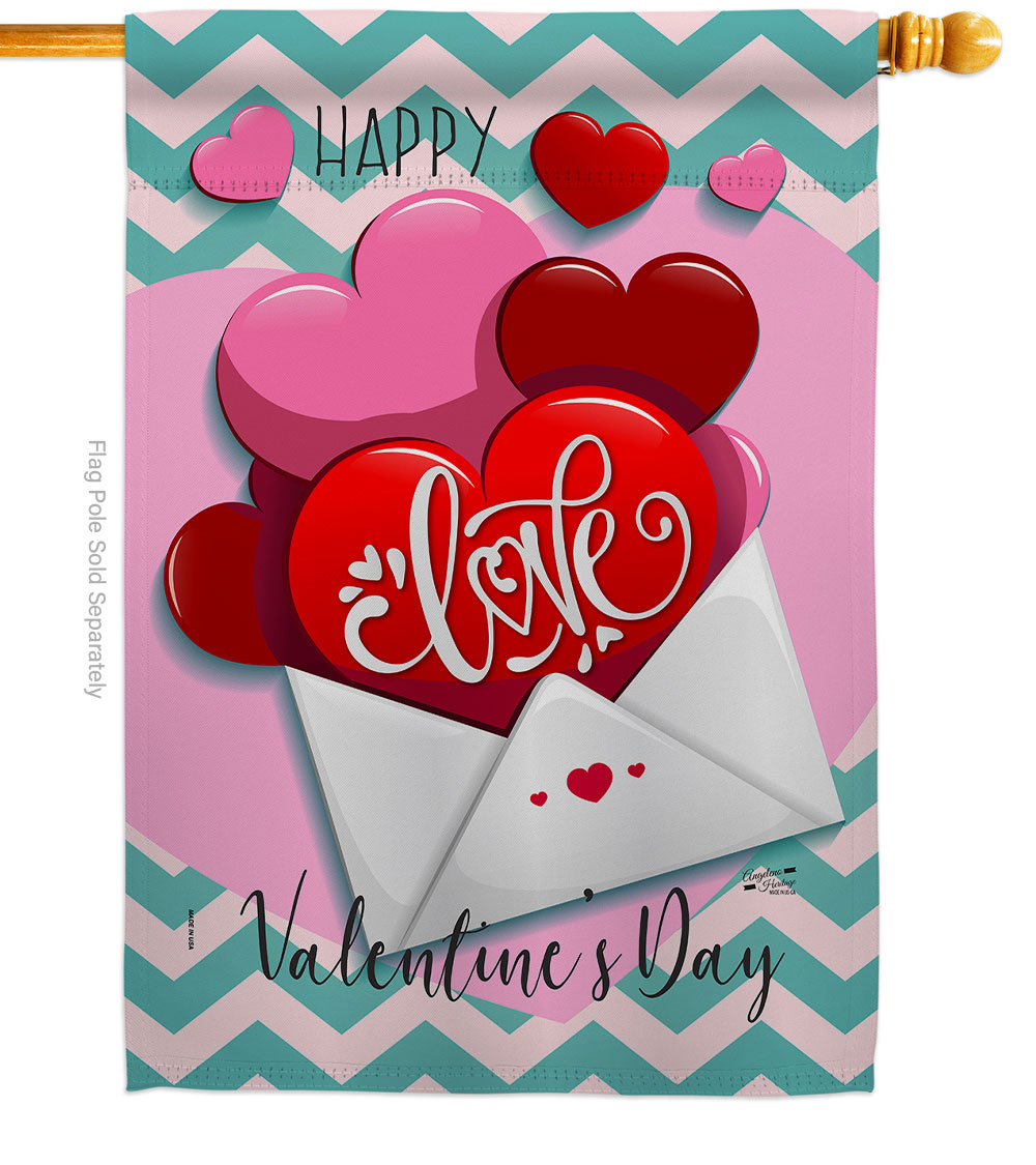 Send My Love Valentines Springtime Double-Sided Garden Decorative House Flag, Multi Color