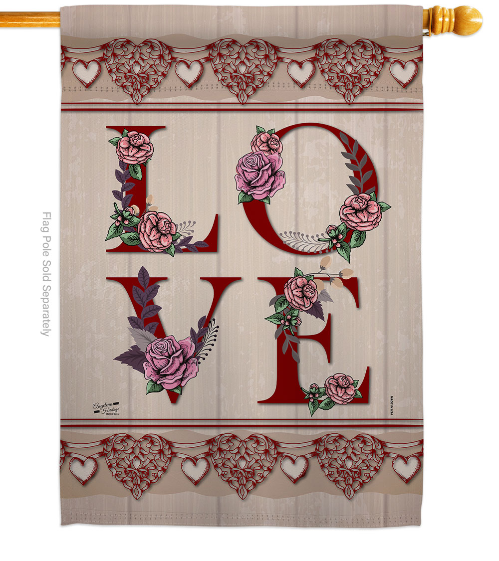 Classic Valentine Love Springtime Double-Sided Garden Decorative House Flag, Multi Color