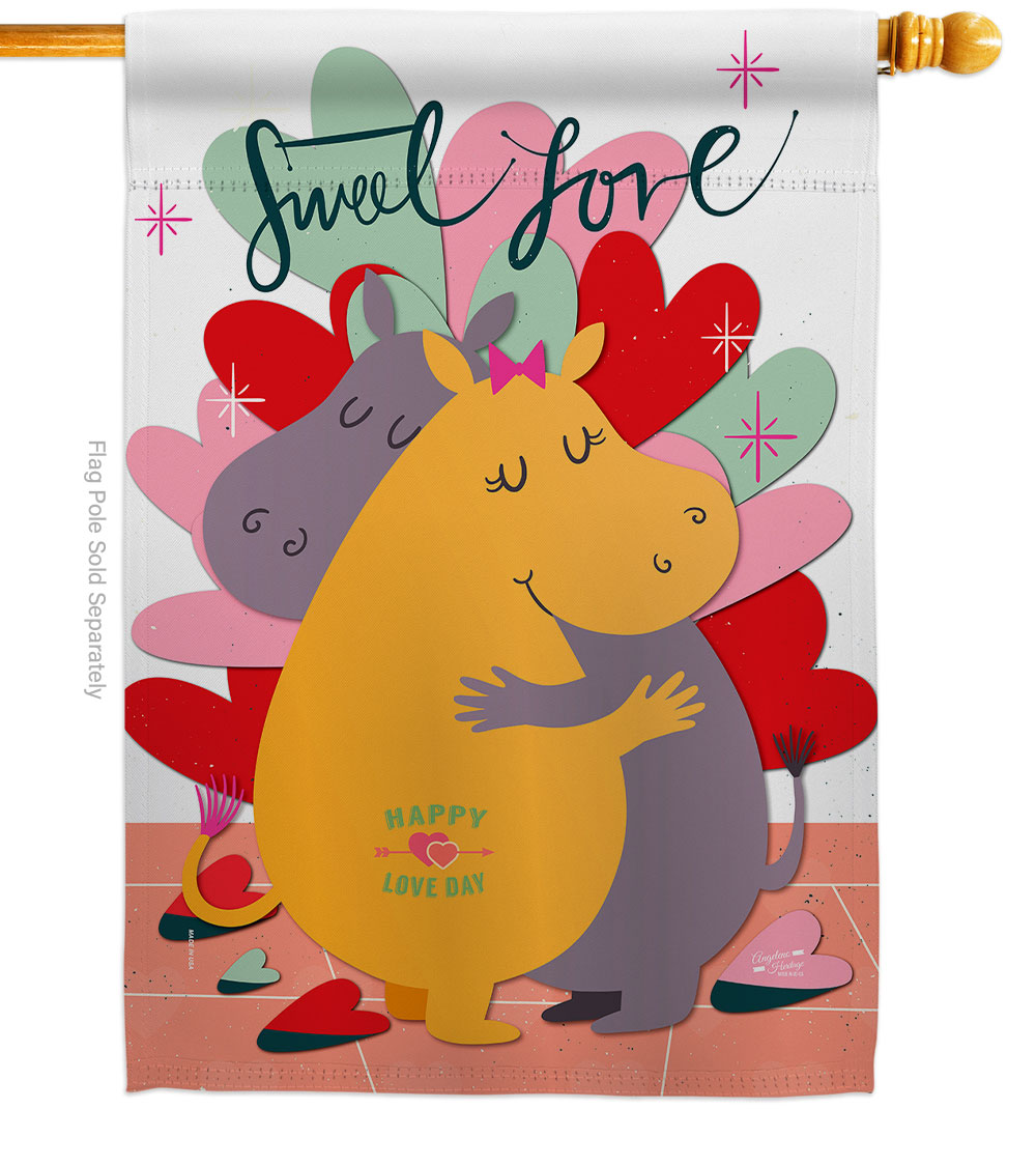 Sweet Love Springtime Valentine Double-Sided Garden Decorative House Flag, Multi Color