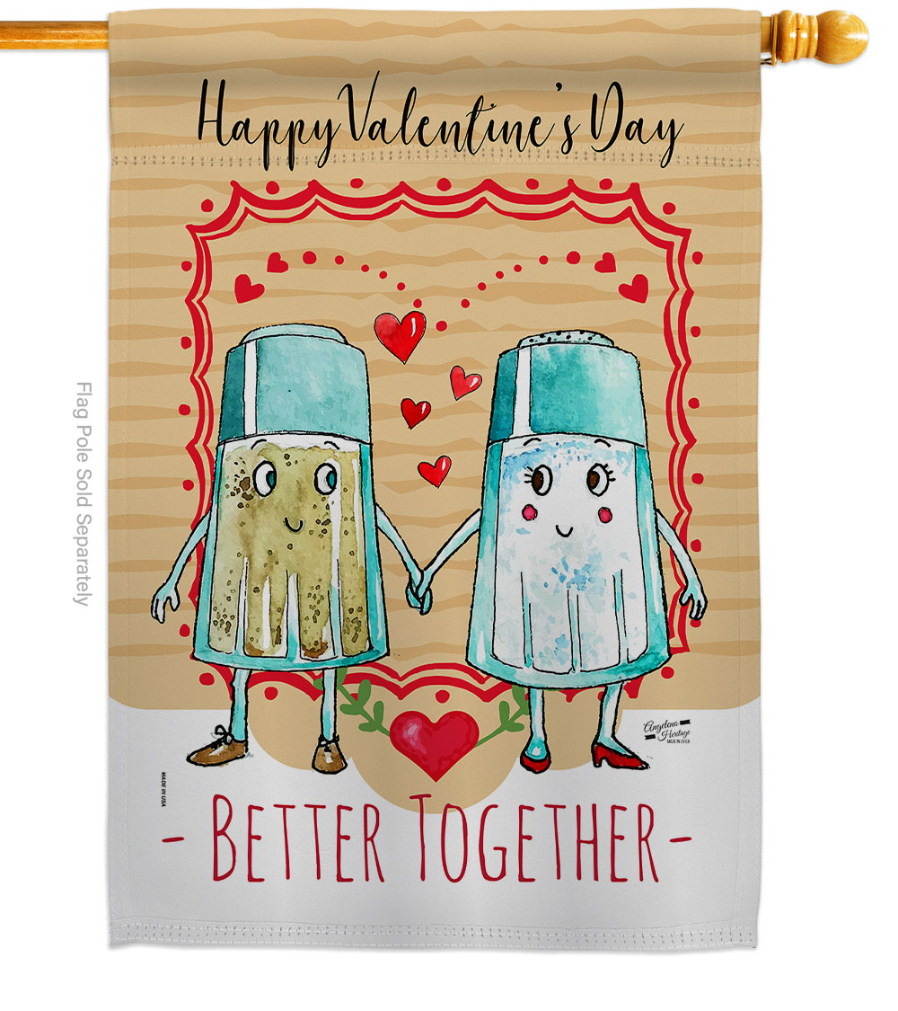 Better Together Springtime Valentine Double-Sided Garden Decorative House Flag, Multi Color