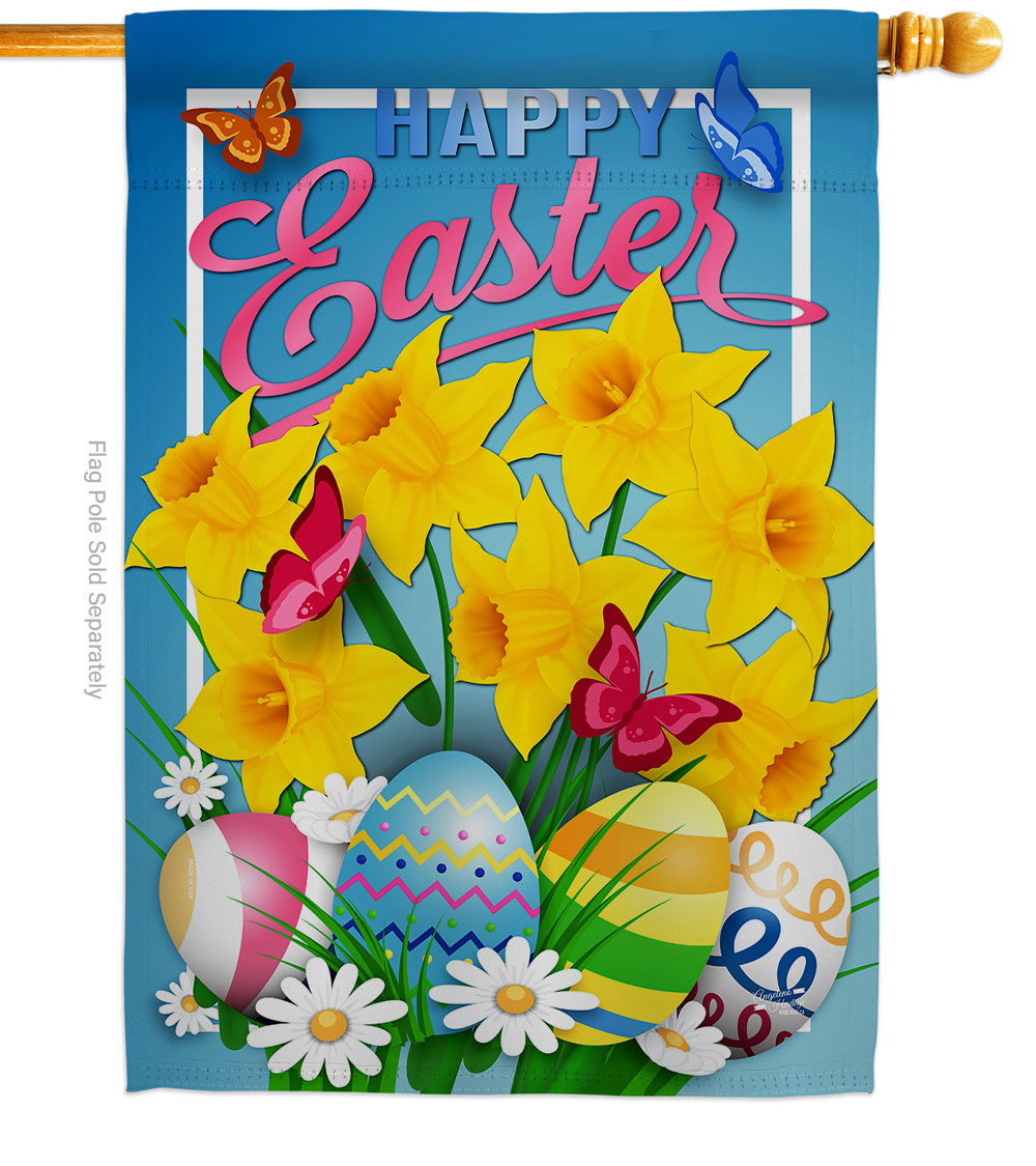 Daffodils Easter Springtime Double-Sided Garden Decorative House Flag, Multi Color