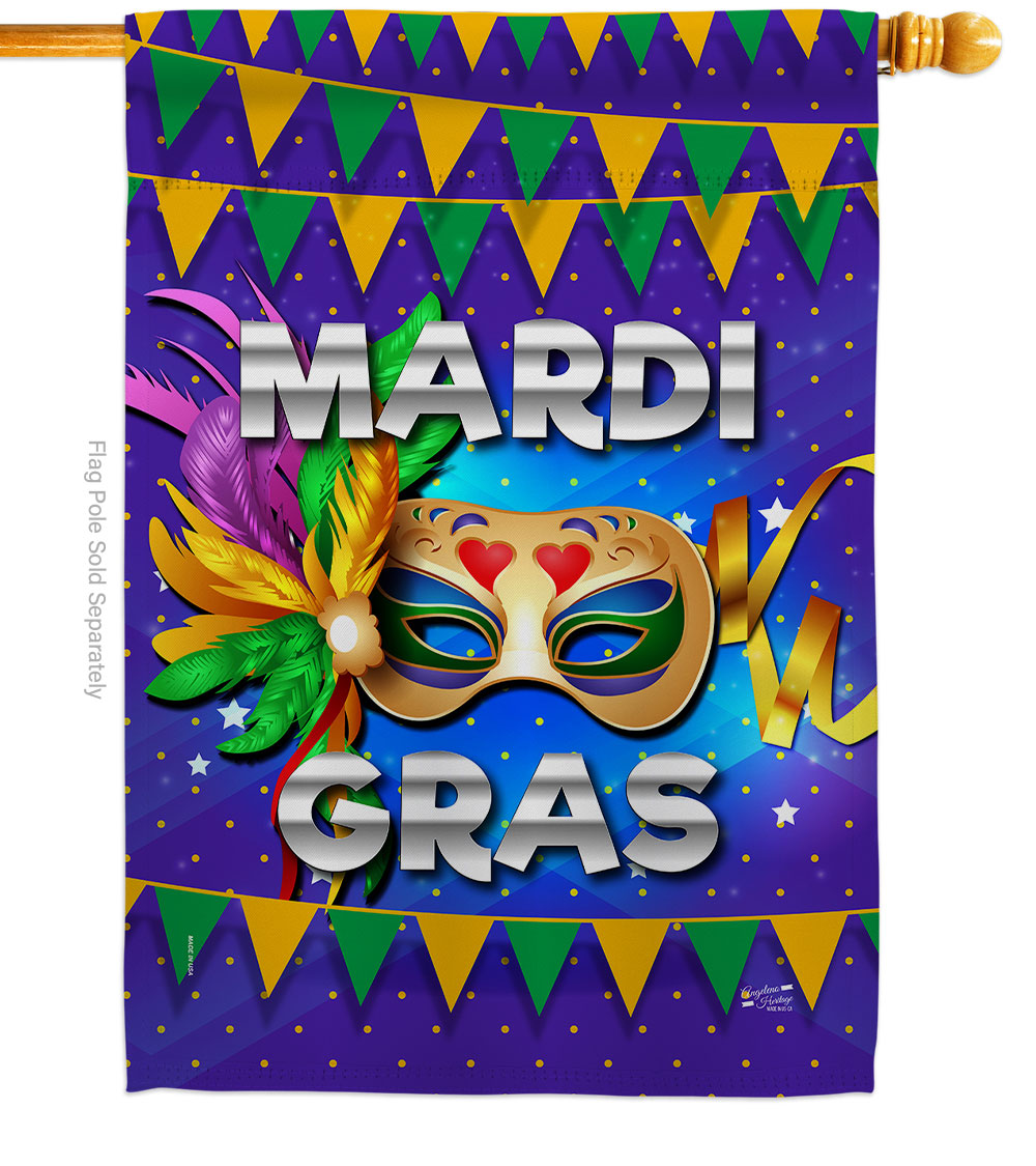 Fat Tuesday Springtime Mardi Gras Double-Sided Garden Decorative House Flag, Multi Color