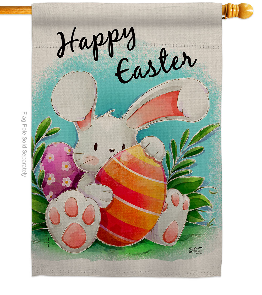 Easter Bunny Springtime Double-Sided Garden Decorative House Flag, Multi Color
