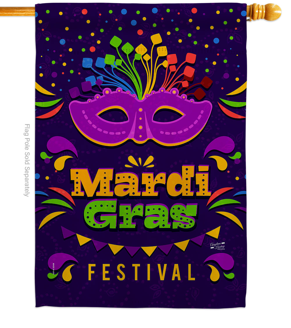 Mardi Gras Festival Springtime Double-Sided Garden Decorative House Flag, Multi Color