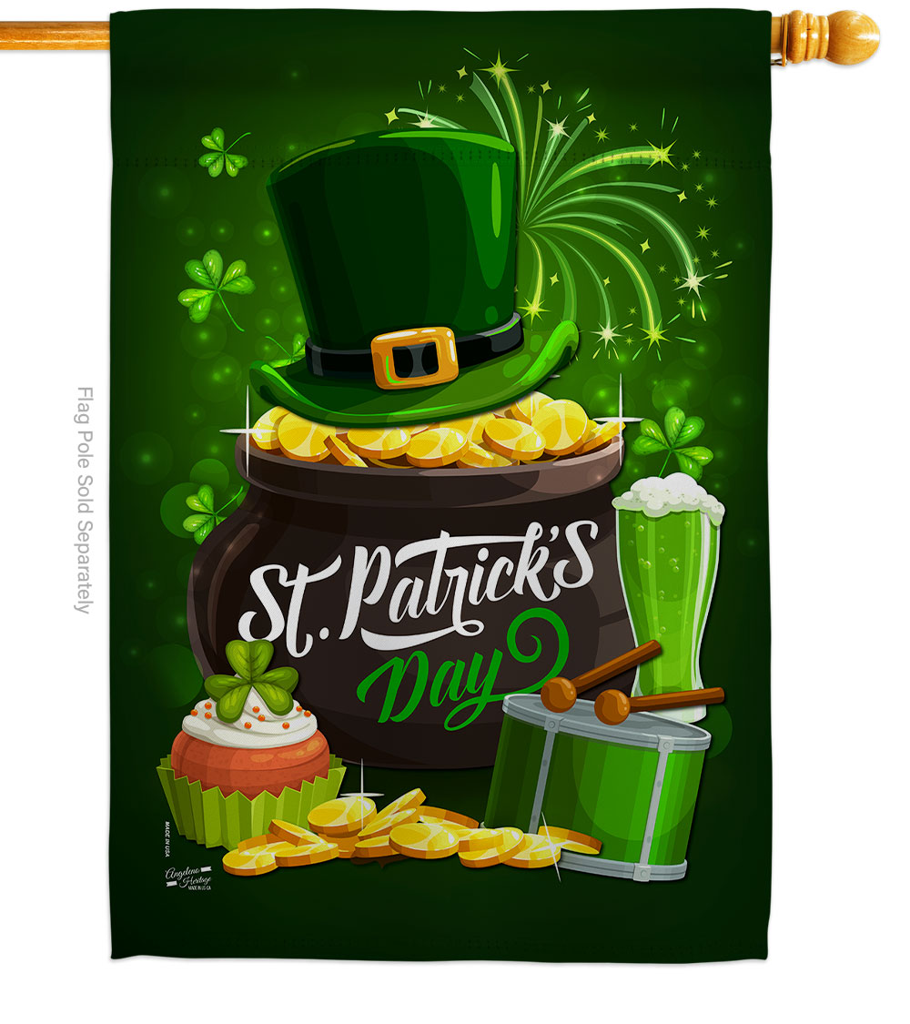 St Patty Day Springtime Double-Sided Garden Decorative House Flag, Multi Color