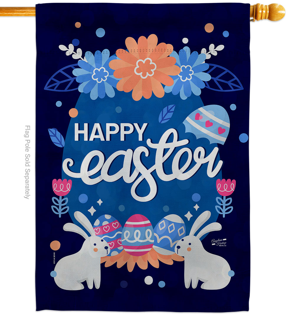 Happy Easter Bunny Springtime Double-Sided Garden Decorative House Flag, Multi Color