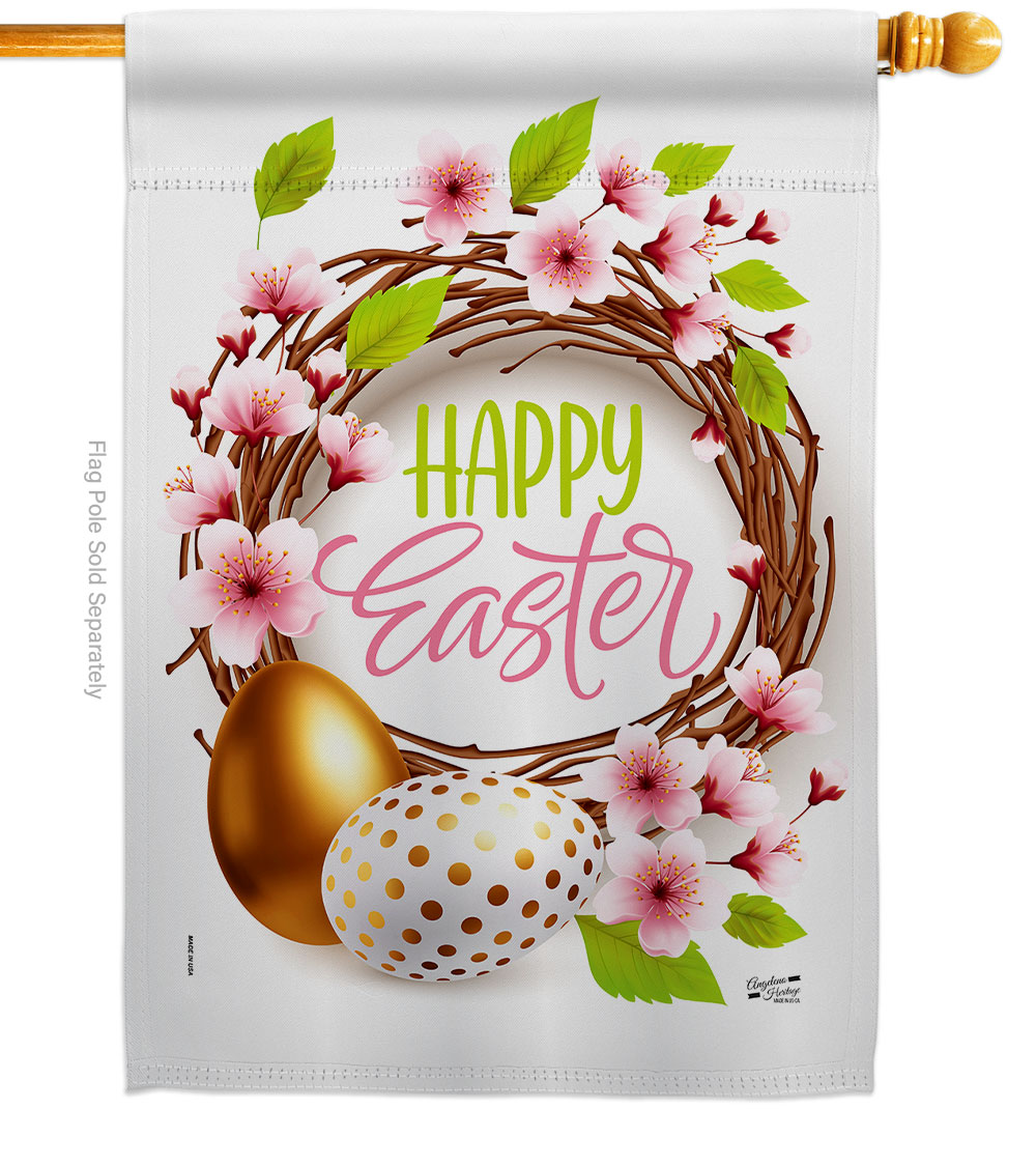 Easter Wreath Springtime Double-Sided Garden Decorative House Flag, Multi Color