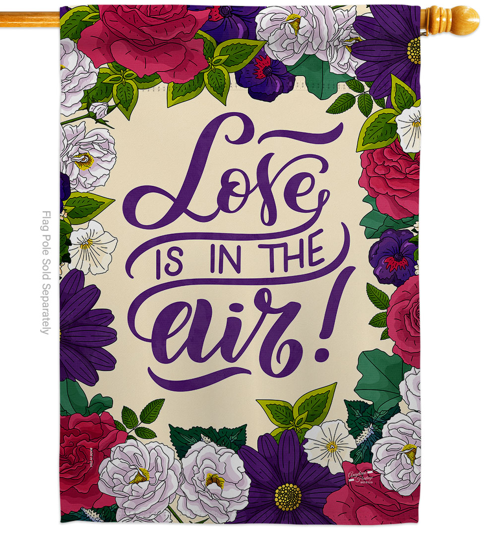 Love in Air Springtime Valentine Double-Sided Garden Decorative House Flag, Multi Color
