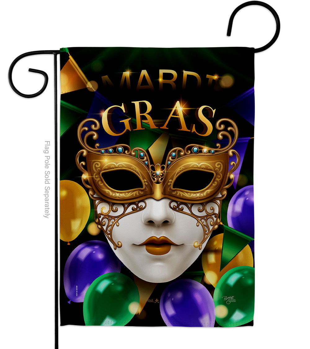 Fat Tuesday Carnival Springtime Mardi Gras Double-Sided Decorative Garden Flag, Multi Color