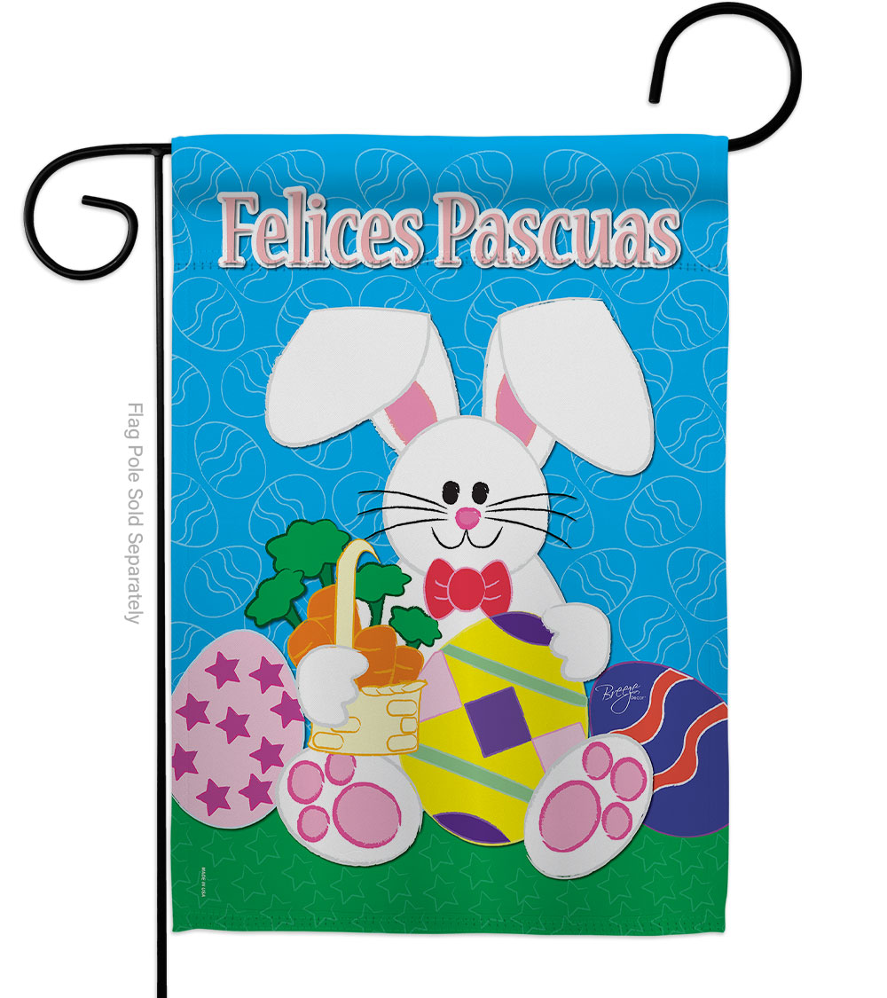 Felices Pascuas Springtime Easter Double-Sided Decorative Garden Flag, Multi Color