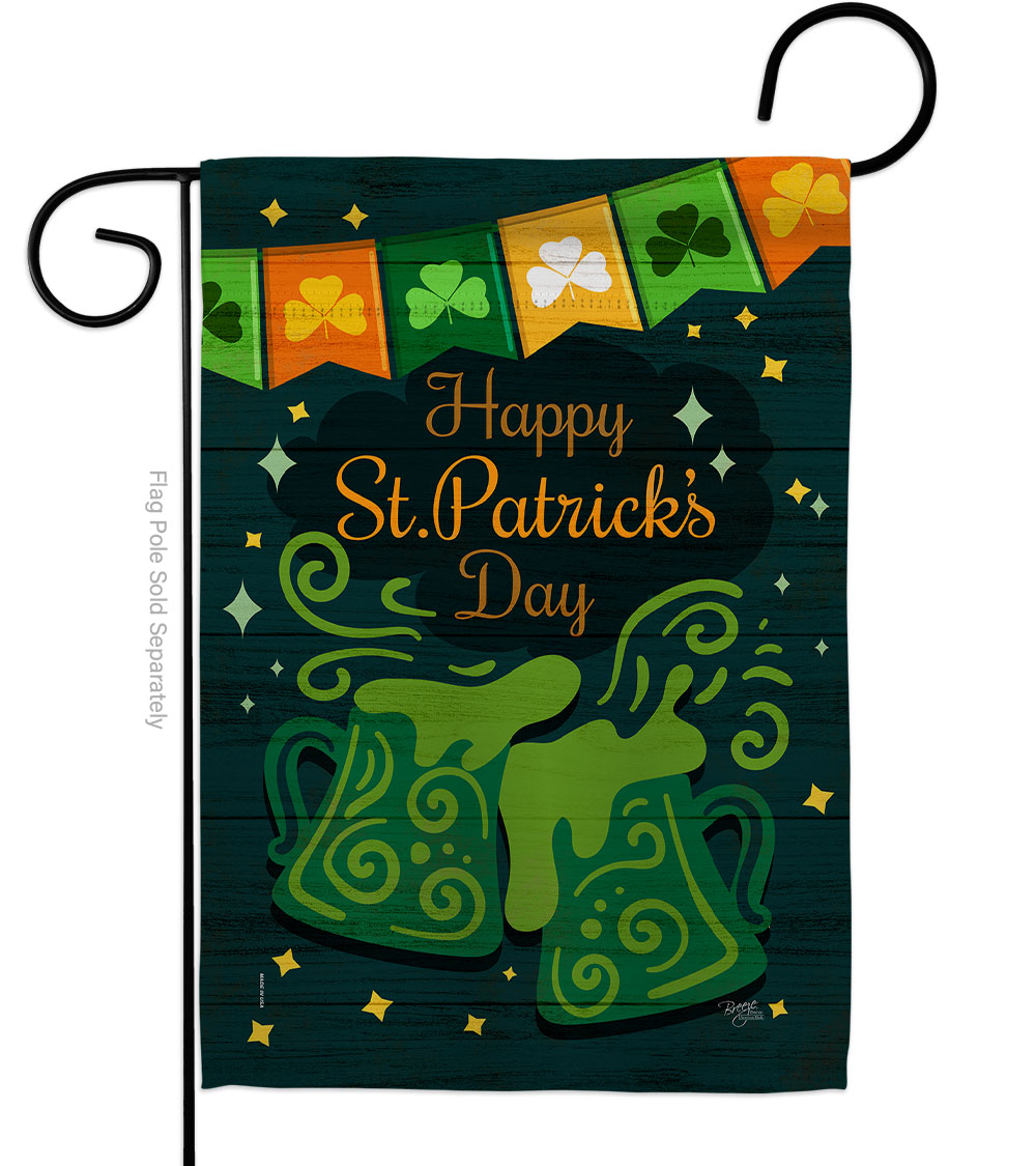 St. Pat Cheers Springtime Double-Sided Decorative Garden Flag, Multi Color