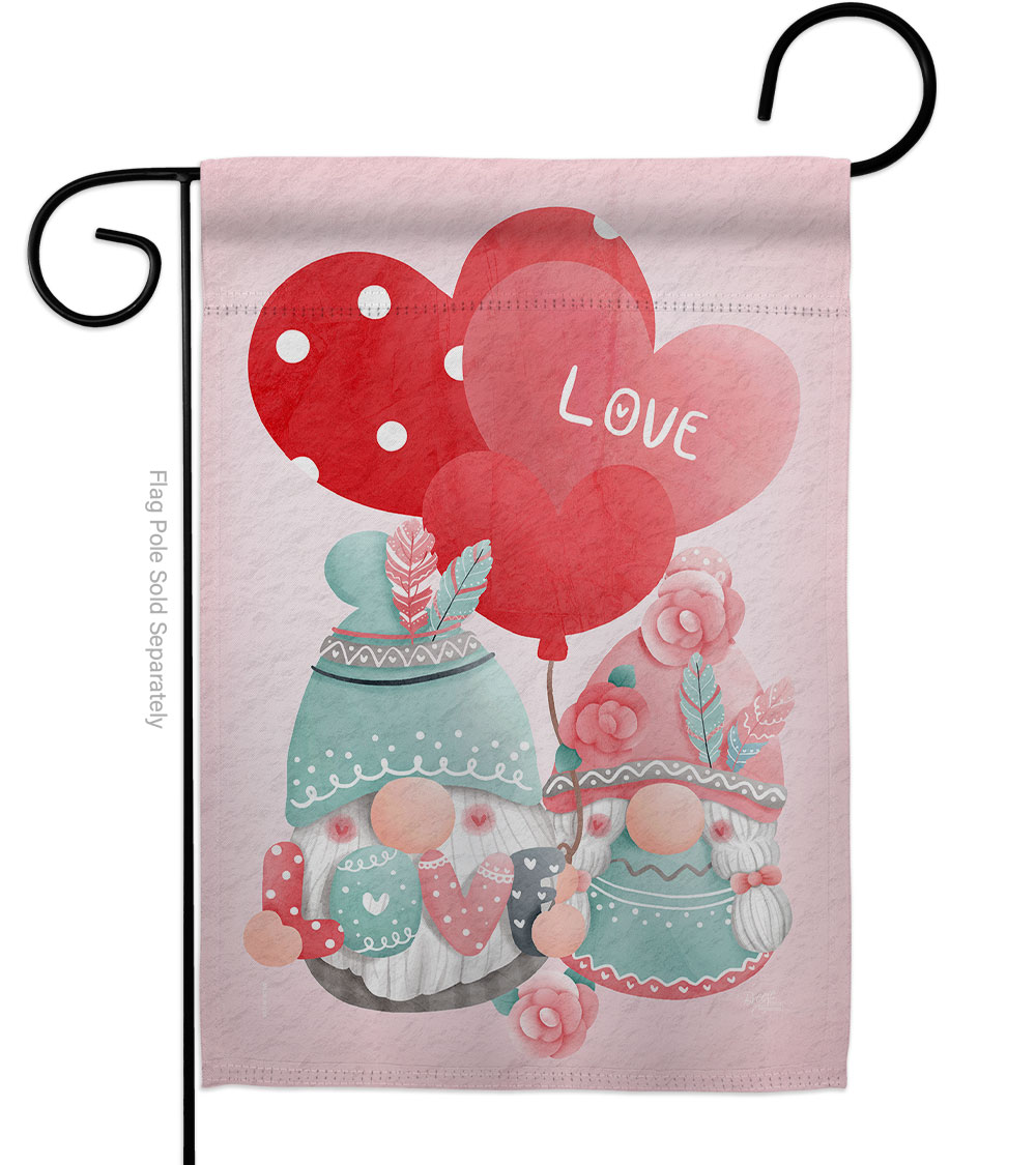 My Love Gnome Springtime Valentine Double-Sided Decorative Garden Flag, Multi Color