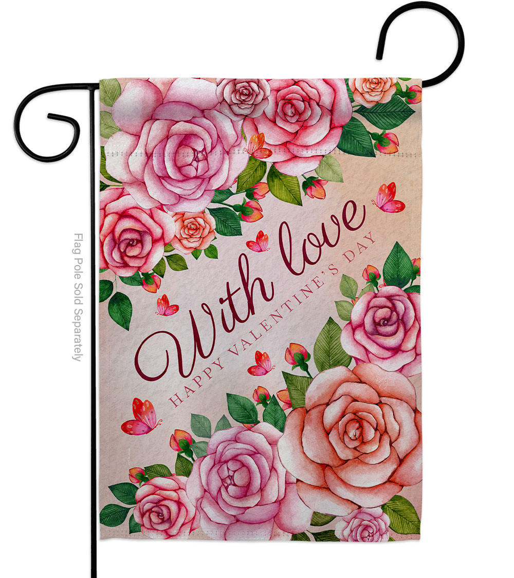 with Love Springtime Valentine Double-Sided Decorative Garden Flag, Multi Color