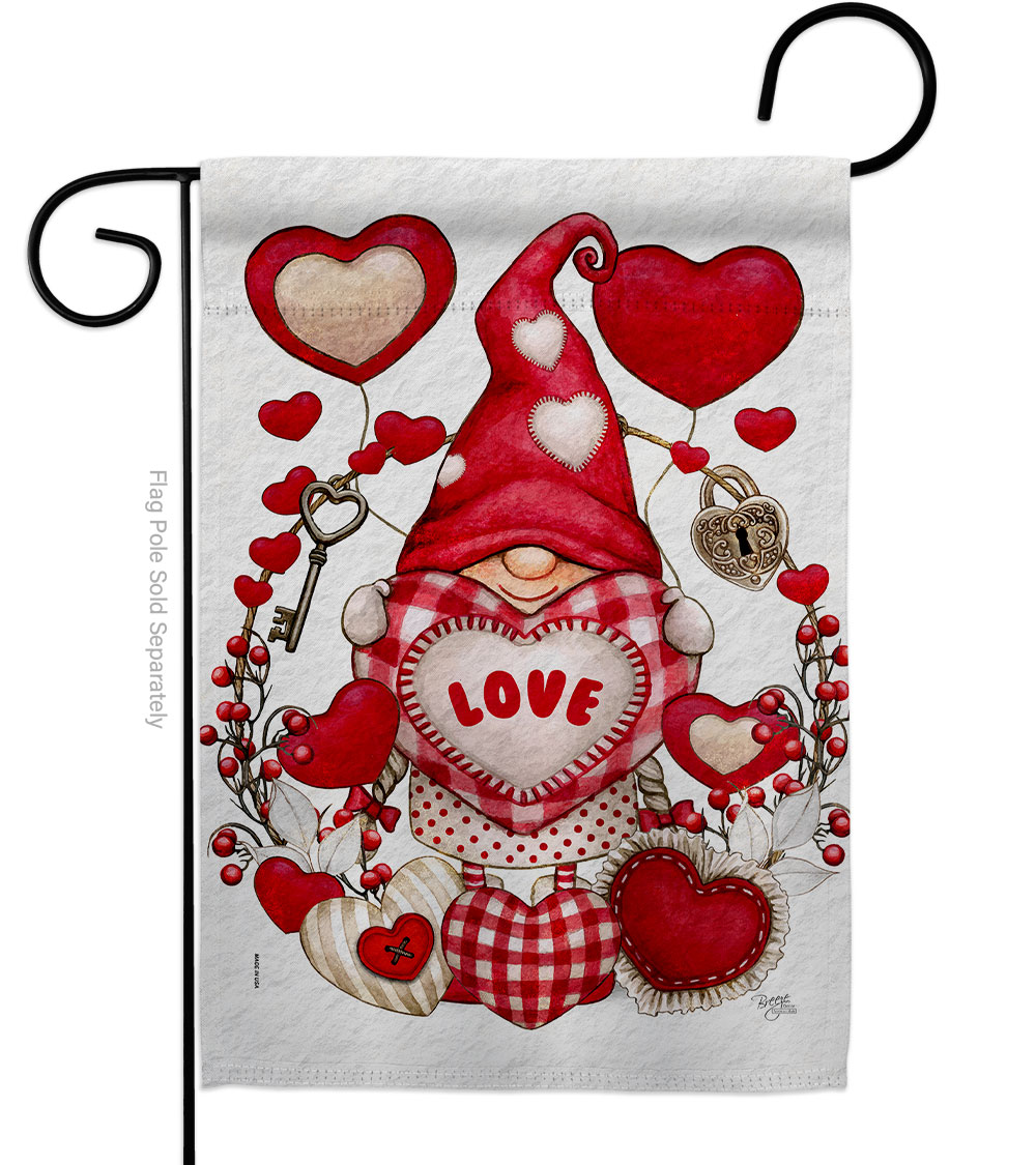 My Valentine Gnome Springtime Double-Sided Decorative Garden Flag, Multi Color