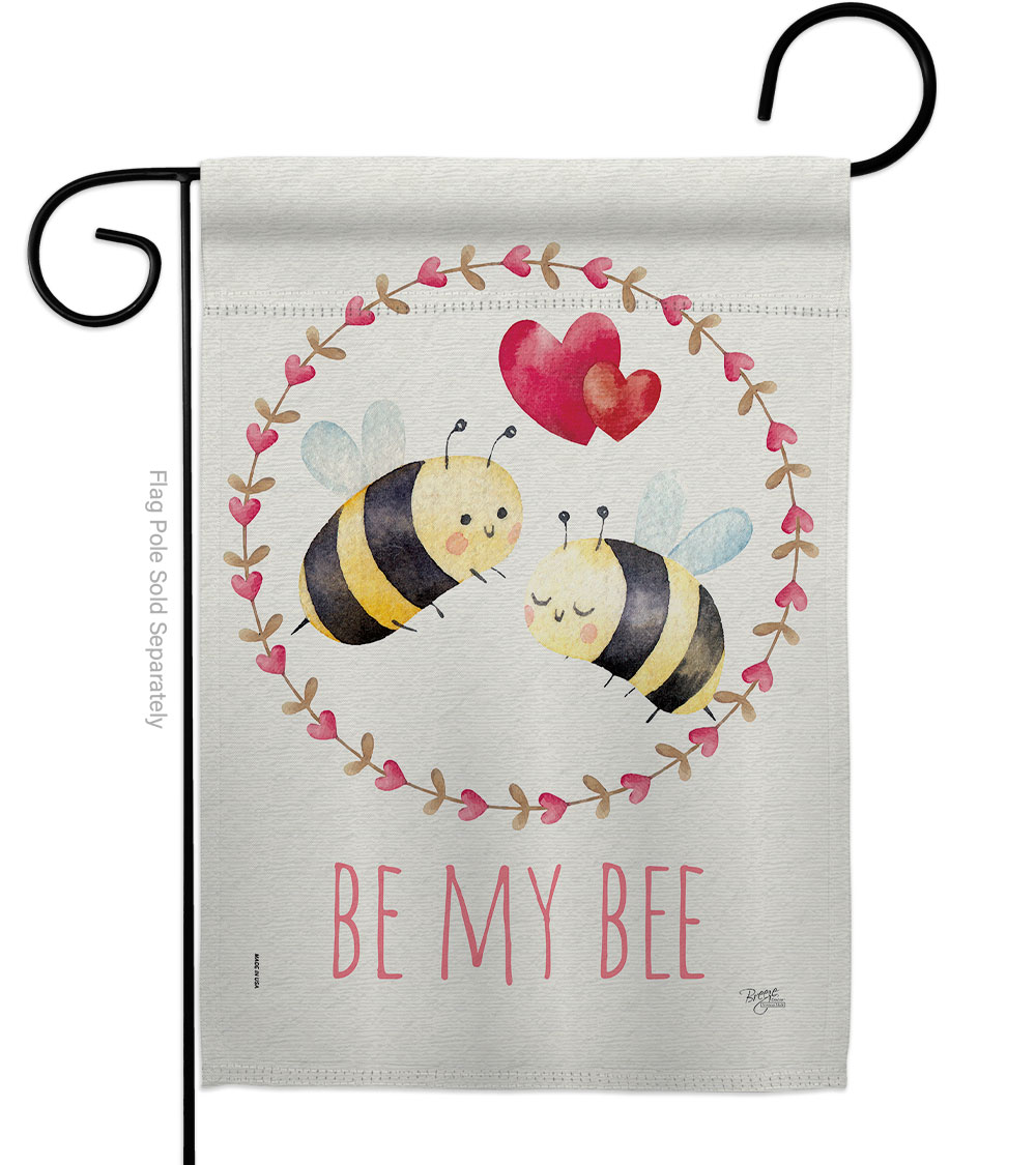 G151077-BO Be My Bee Springtime Valentine Double-Sided Decorative Garden Flag, Multi Color