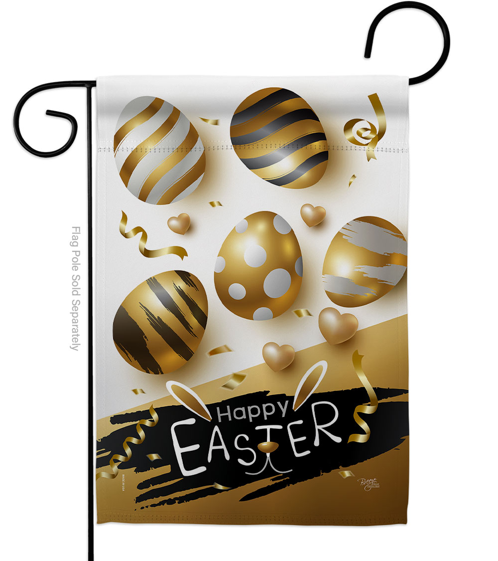 G153078-BO Golden Eggs Party Springtime Easter Double-Sided Decorative Garden Flag, Multi Color