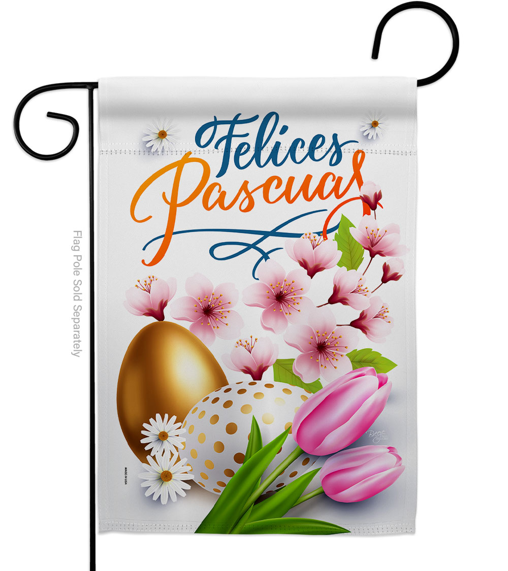 G153081-BO Felices Pascuas Springtime Easter Double-Sided Decorative Garden Flag, Multi Color