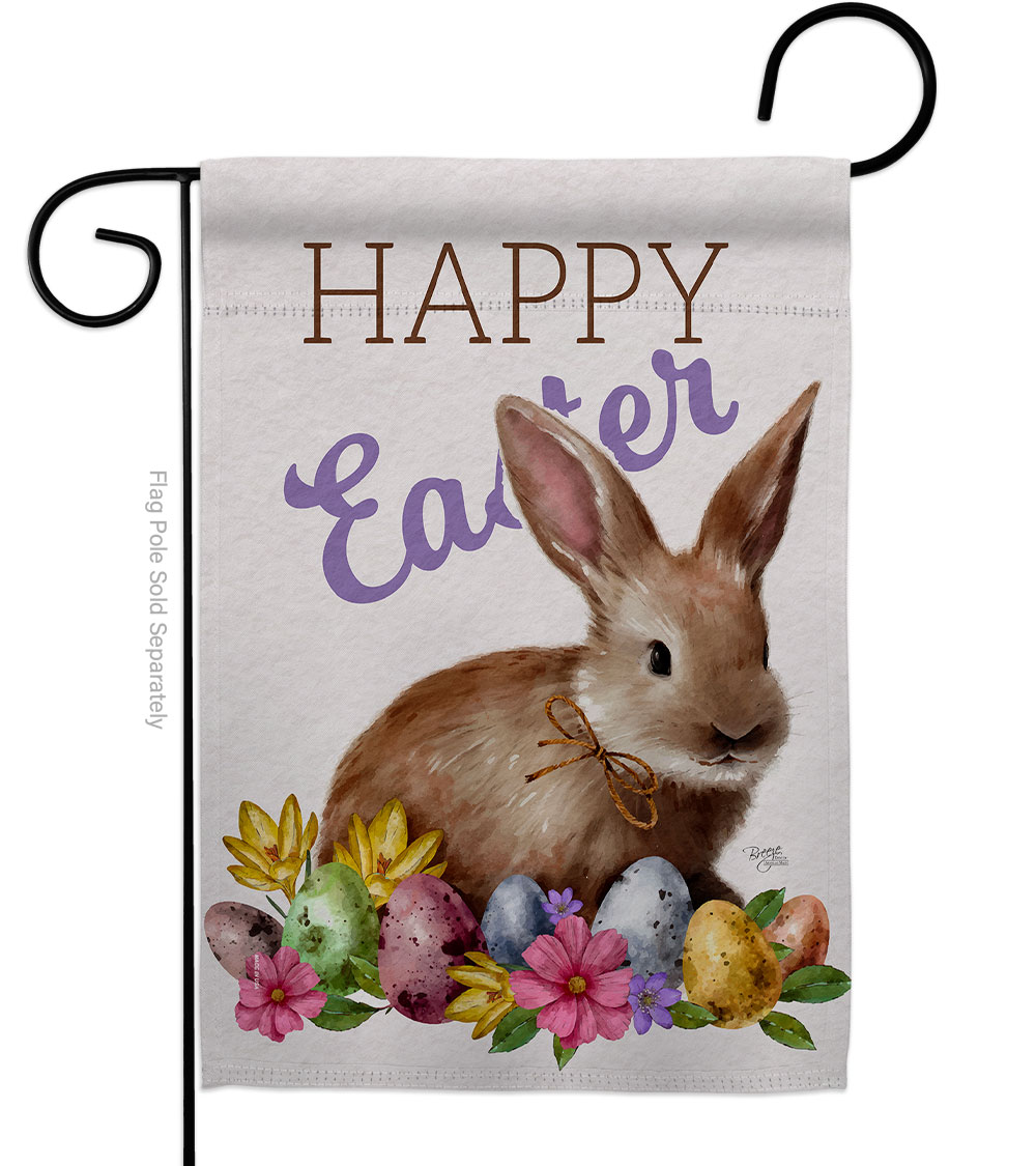 G153083-BO Bunny Eggs Springtime Easter Double-Sided Decorative Garden Flag, Multi Color