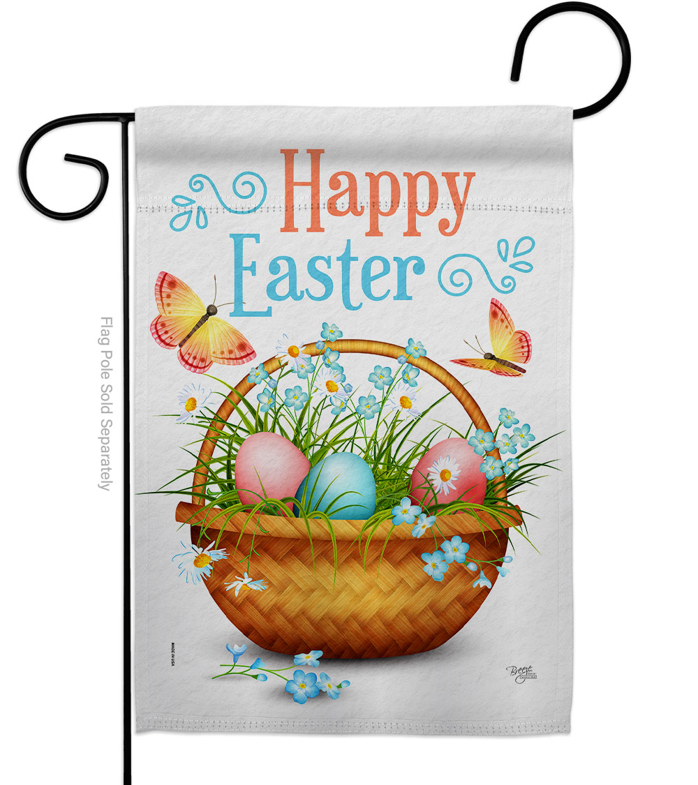 G153084-BO Easter Floral Basket Springtime Double-Sided Decorative Garden Flag, Multi Color