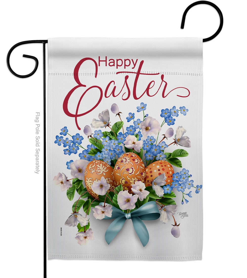 G153088-BO Eggs Bouquet Springtime Easter Double-Sided Decorative Garden Flag, Multi Color