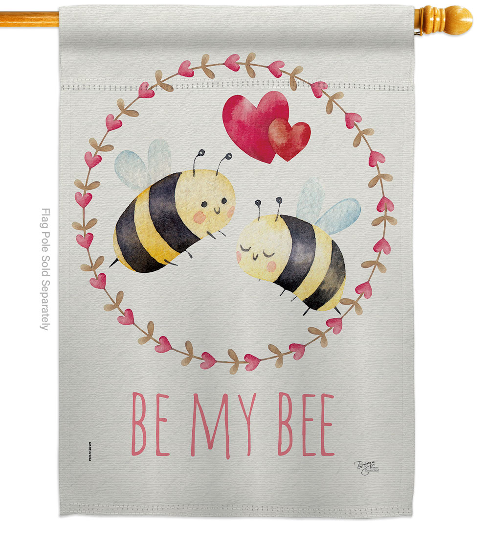 Be My Bee Springtime Valentine Double-Sided Garden Decorative House Flag, Multi Color
