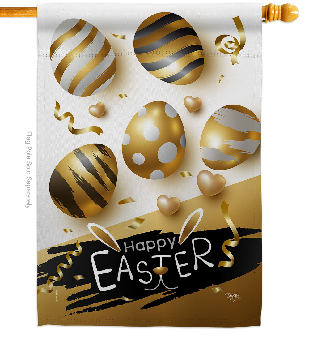 Golden Eggs Party Springtime Easter Double-Sided Garden Decorative House Flag, Multi Color
