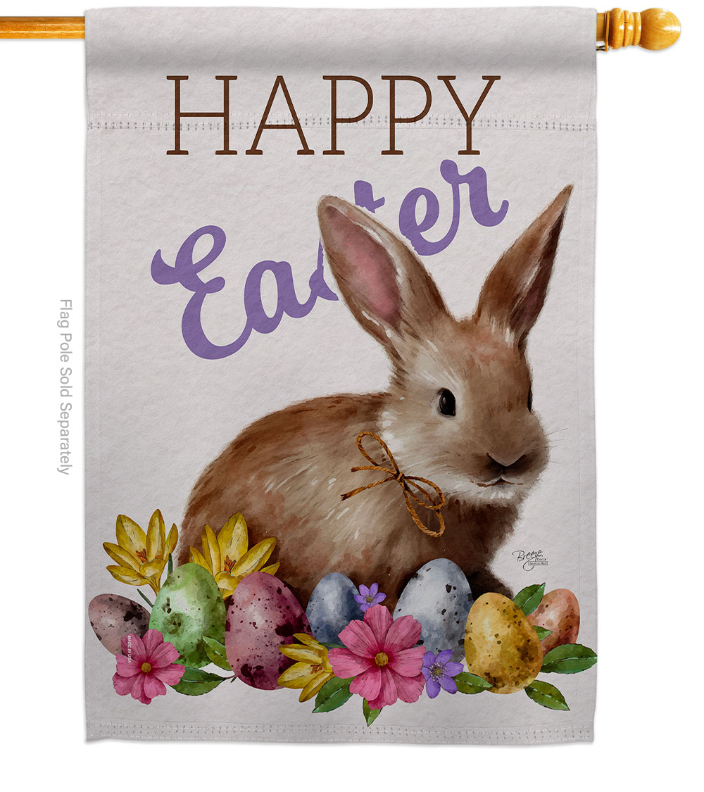 Bunny Eggs Springtime Easter Double-Sided Garden Decorative House Flag, Multi Color