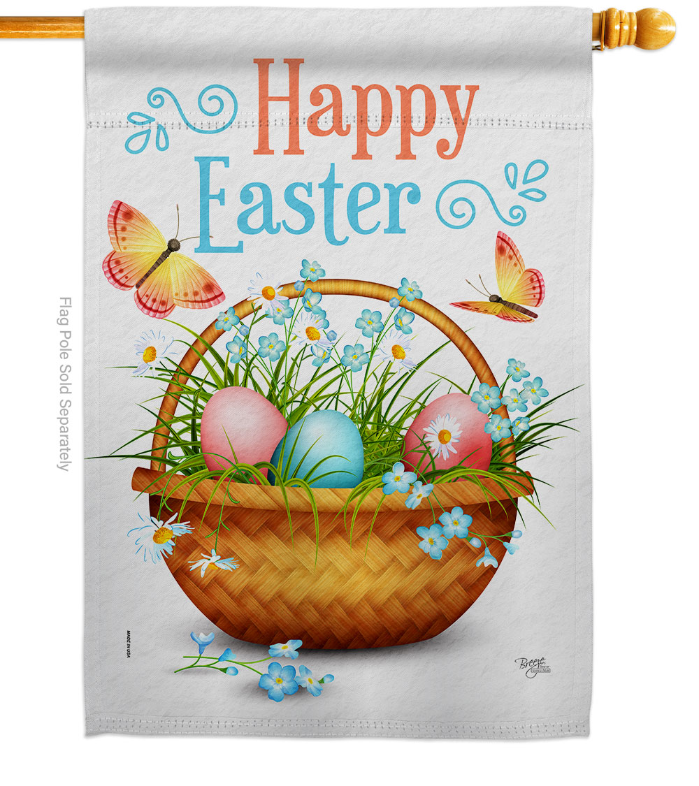 Easter Floral Basket Springtime Double-Sided Garden Decorative House Flag, Multi Color