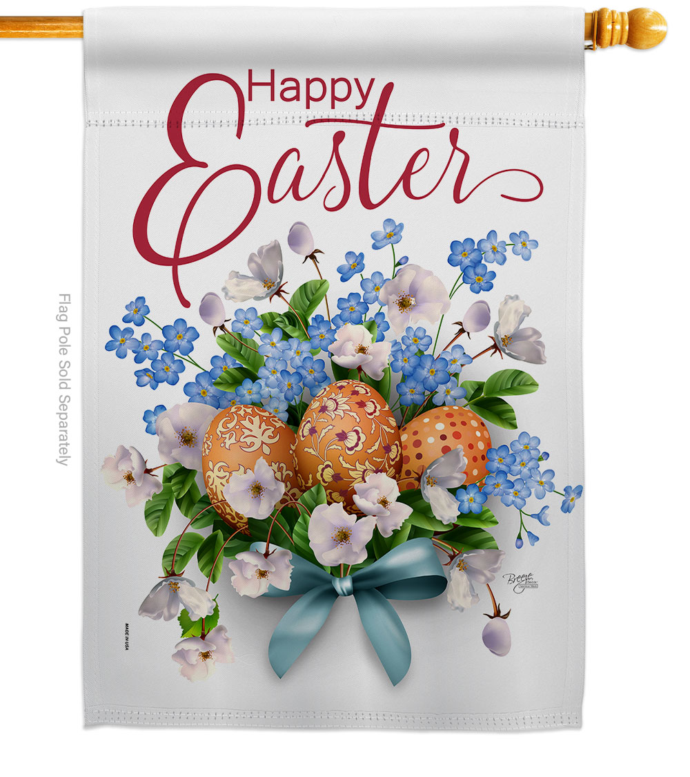 Eggs Bouquet Springtime Easter Double-Sided Garden Decorative House Flag, Multi Color
