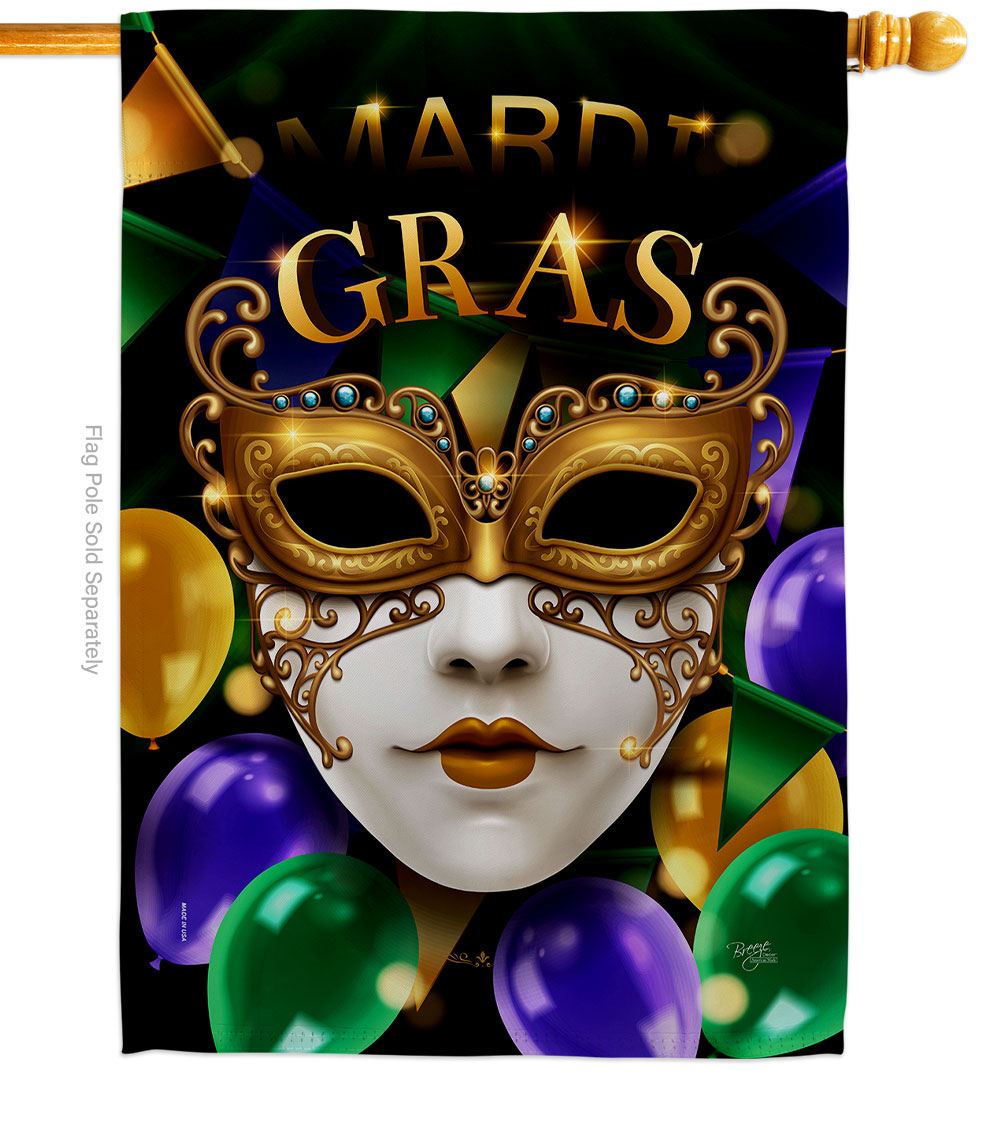 Fat Tuesday Carnival Springtime Mardi Gras Double-Sided Garden Decorative House Flag, Multi Color