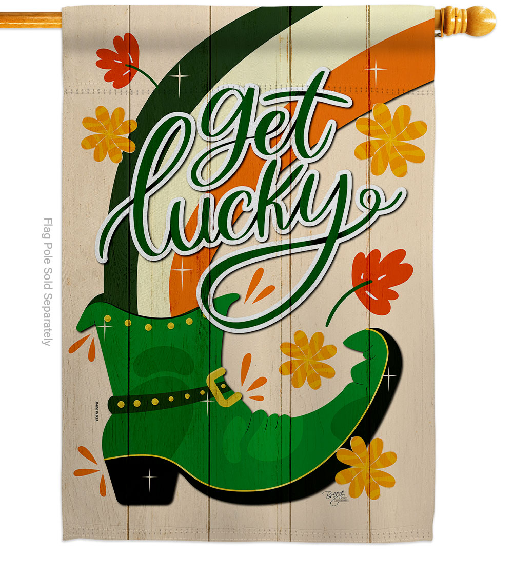Get Lucky Boot Springtime St Patrick Double-Sided Garden Decorative House Flag, Multi Color